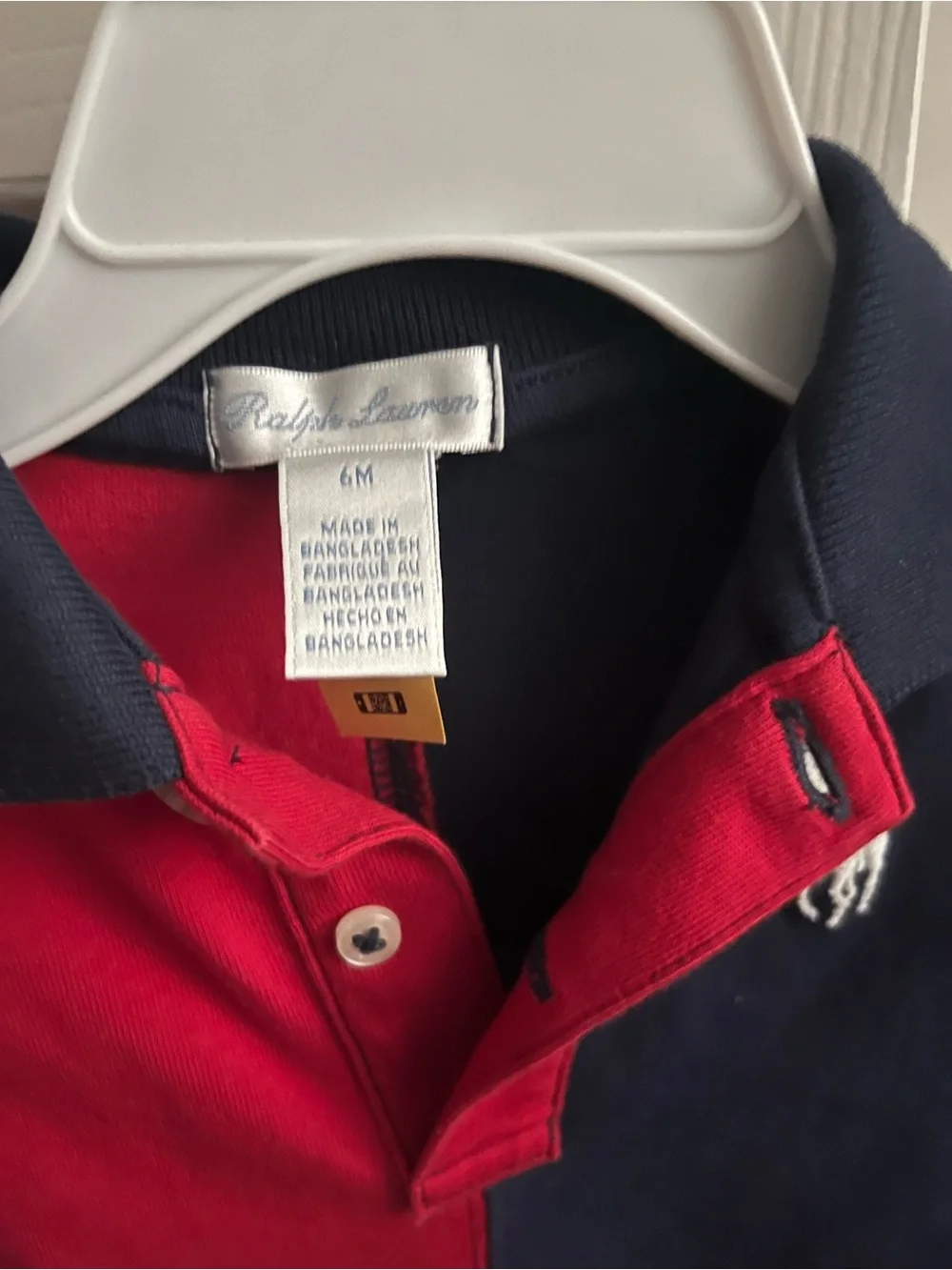 Ralph Lauren Toddler Colorblock Polo Romper - Red, Navy, White